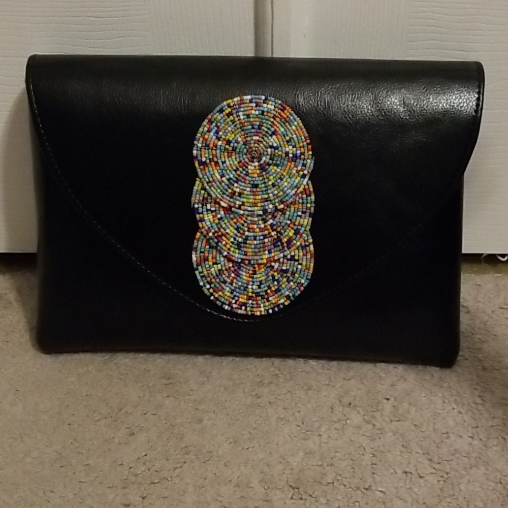 Black beaded clutch